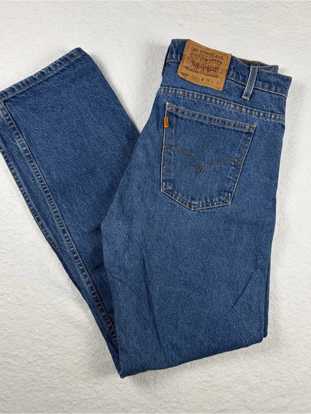 Vintage Levis Jeans Mens 36x32 Blue 90s Orange Tab 505 Straight leg Made Mexico